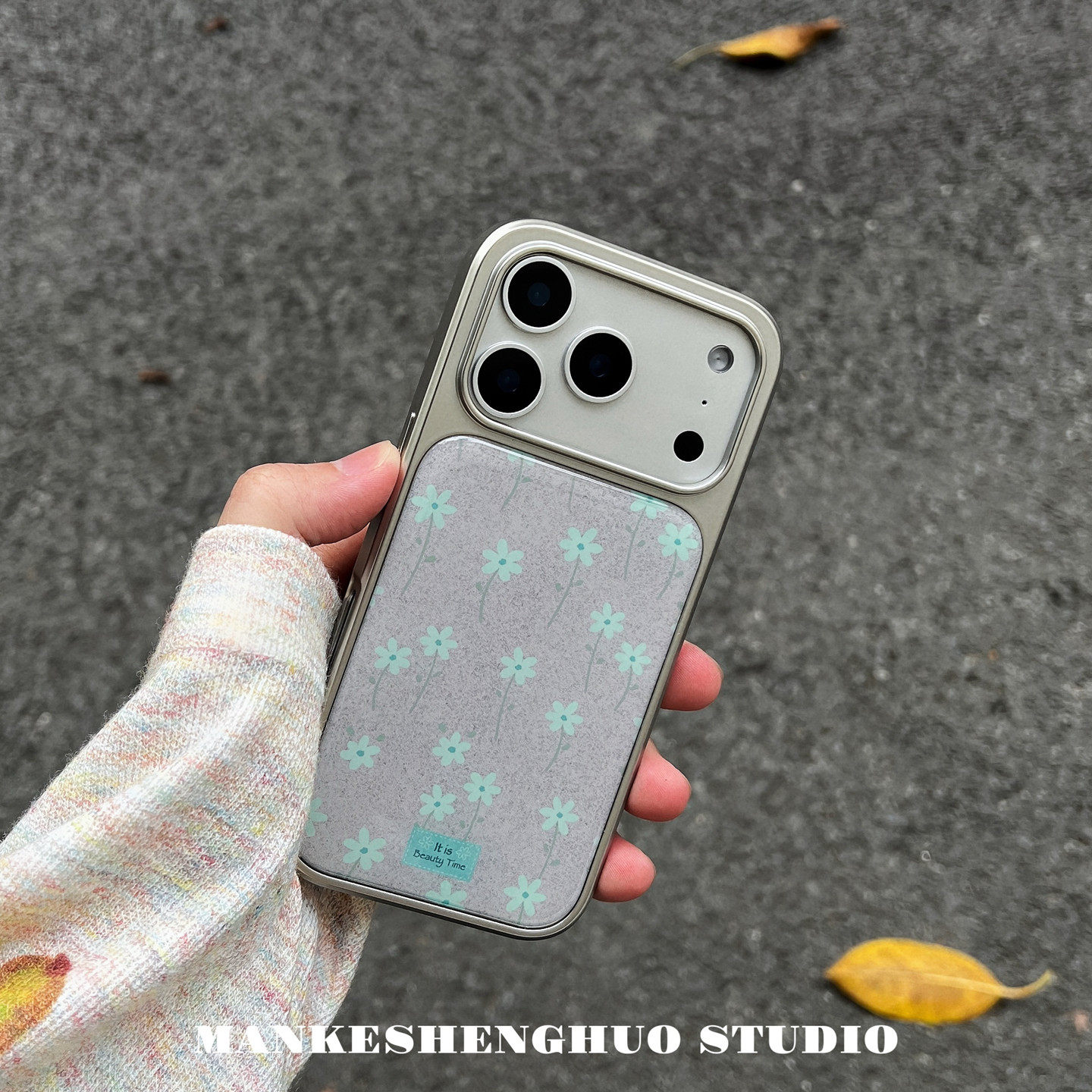 秋冬氛围感温柔气质小清新文艺复古碎花苹果17手机壳iPhone16promax超火网红女新款15rpo电镀银14全包防摔