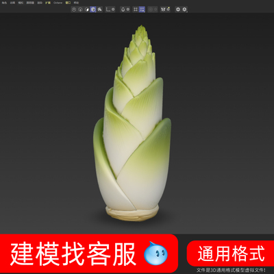 3488竹笋茭白模型建模3D模型4D模型犀牛模型建模精雕模型卡通模型