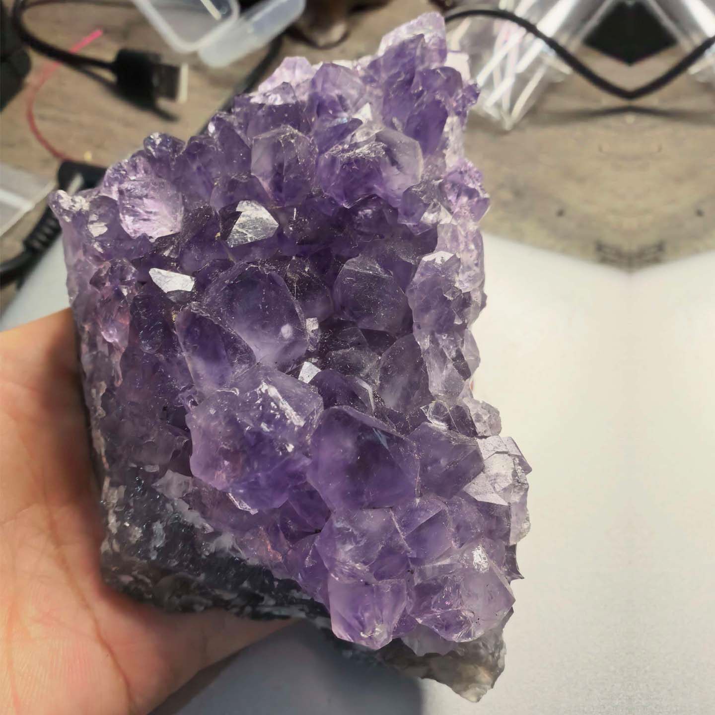 天然紫水晶紫晶簇原石矿物晶体家居摆件观赏石收藏品奇石一物一图