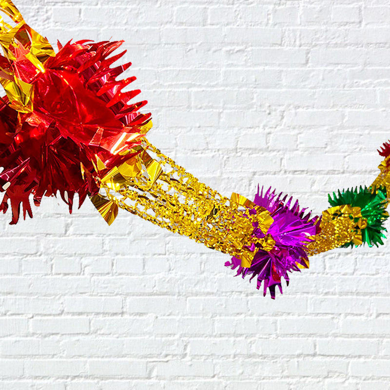 元旦新年晚会圣诞拉花毛条彩条教室装扮幼儿园联欢会商场创意布置