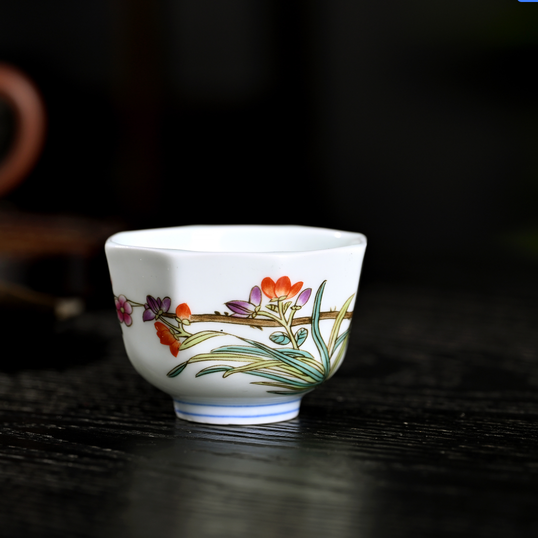 景德镇高温陶瓷茶具茶杯中式中国风粉彩玩玉主人杯品茗杯老式怀旧