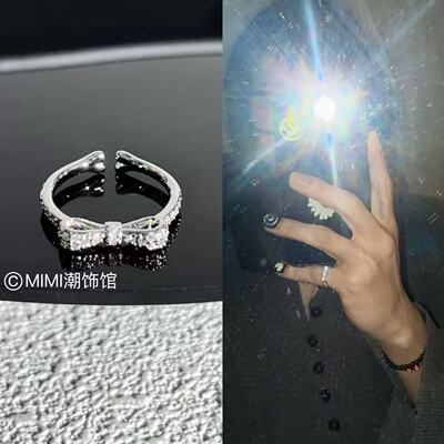 gd权志龙同款演唱会应援礼物男女通用指环开口戒子闪钻蝴蝶结戒指