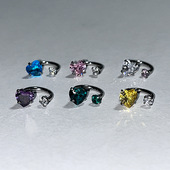 钛钢马蹄环彩色爱心耳钉耳骨钉女轻奢小众独特高级耳饰双耳洞耳环