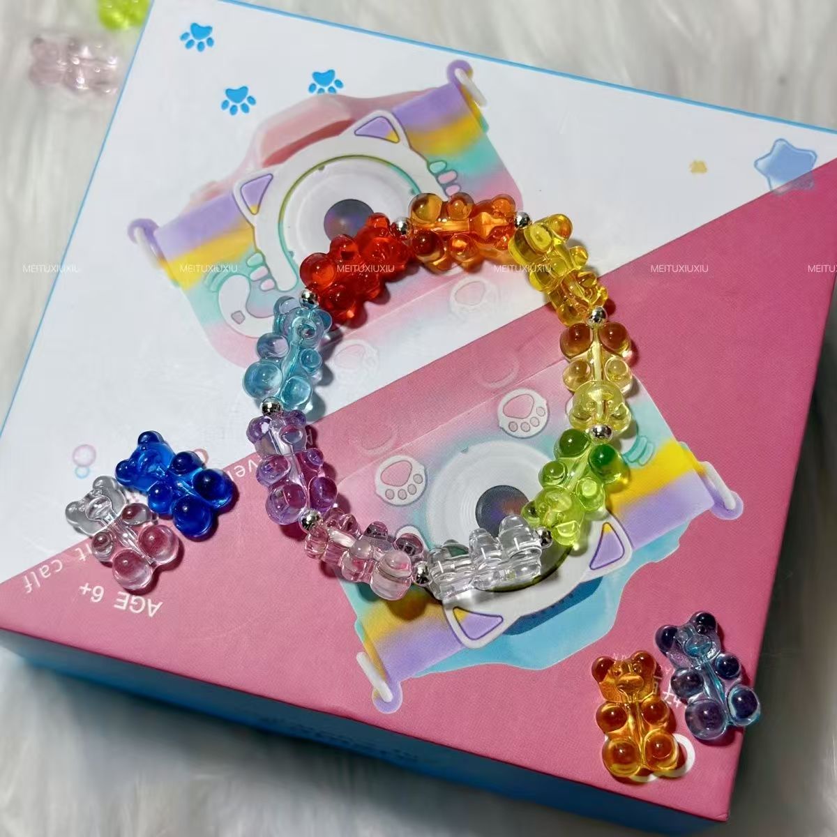 糖果小熊手串可爱多巴胺彩色花园