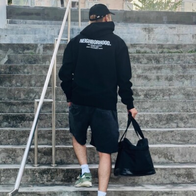 潮牌NBHD重磅380g印花水洗连帽卫衣日系套头宽松纯棉上衣长袖帽衫