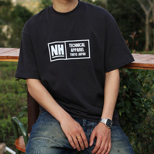 NBHD潮牌280g重磅宽松小领口夏季纯棉短袖T恤印花休闲圆领男上衣