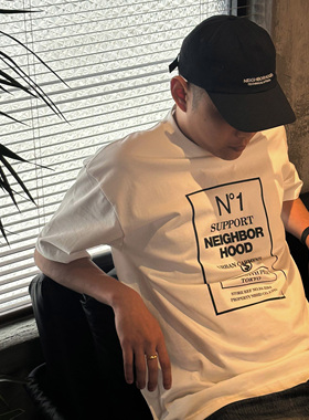 潮牌NBHD美式小领口重磅280纯棉圆领短袖t恤夏季宽松舒适男上衣