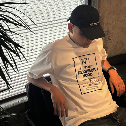 潮牌NBHD美式小领口重磅280纯棉圆领短袖t恤夏季宽松舒适男上衣