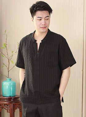 100%真丝香云纱薄款T恤衫