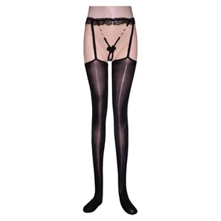 诱惑女假开档吊带袜内裤 免脱吊带内衣蕾丝长筒性感丁字裤