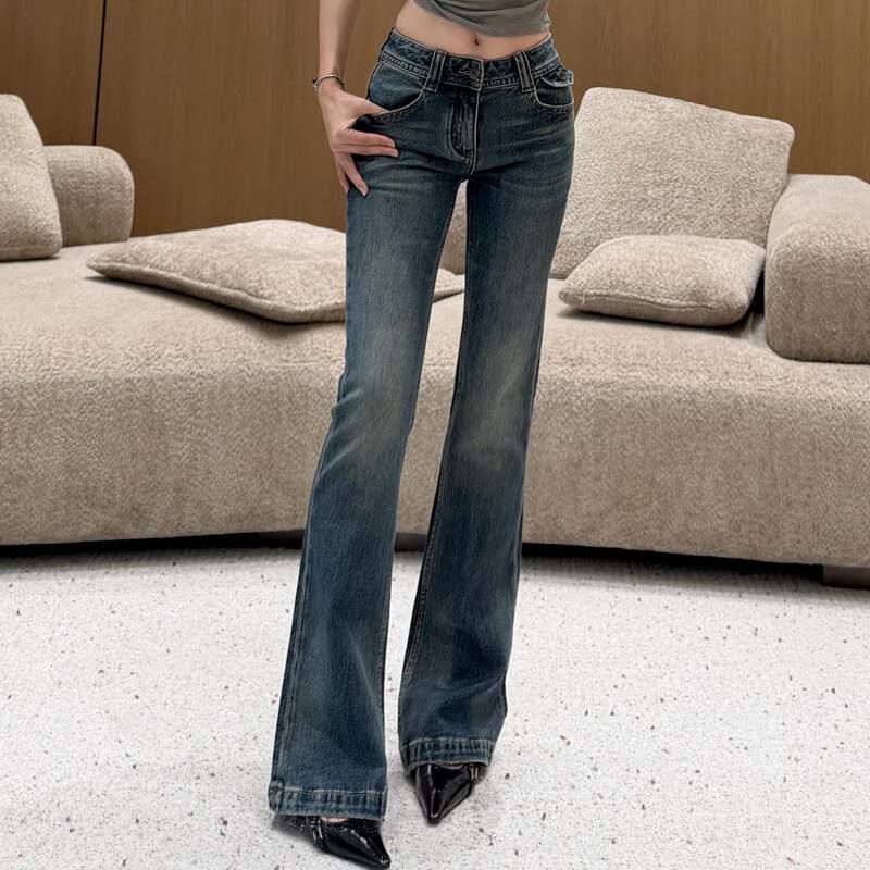 美式辣妹风修身微喇牛仔裤南油