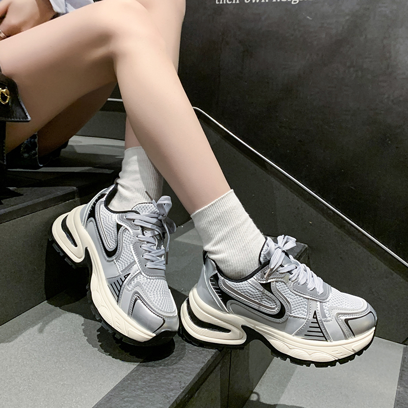 露思同款增高5.5CM厚底老爹鞋女小个子福音秋季网面透气运动鞋