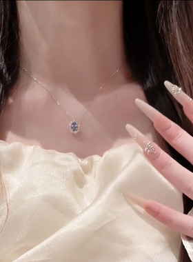 超闪海蓝之心项链女ins轻奢风