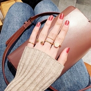 Vàng ròng đỏ phù hợp với gió lạnh đuôi đuôi nhẫn cá tính sinh viên khí quyển chỉ số ngón tay nhẫn thiết kế thích hợp nhẫn nữ - Nhẫn