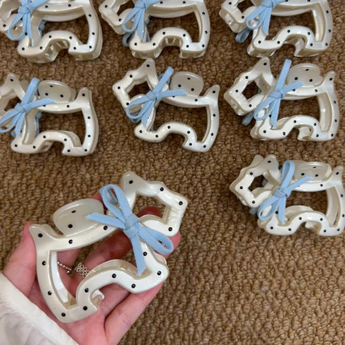 可爱蝴蝶结波点小狗抓夹少女发