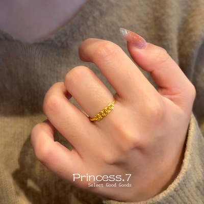 金色招财黄铜钱戒指2025新款