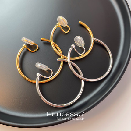 大圆圈耳圈耳夹无耳洞女新款轻奢小众素圈耳环夸张复古蚊香盘耳饰