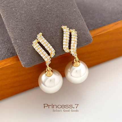 施家珍珠耳夹无耳洞女新款高级感小众气质无痛蚊香盘耳饰长款耳坠