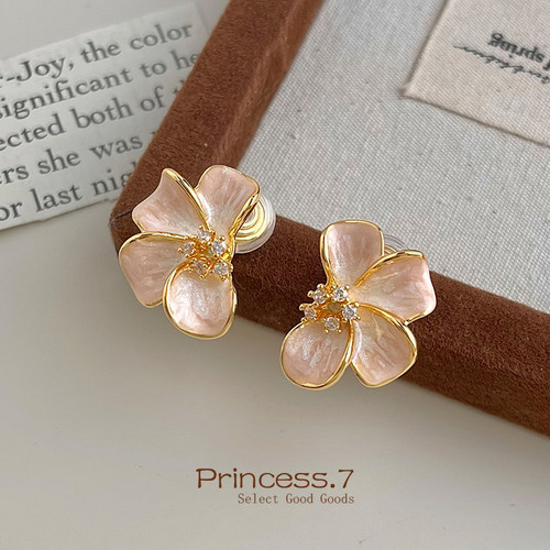 粉色珐琅花朵朵蚊香盘耳夹