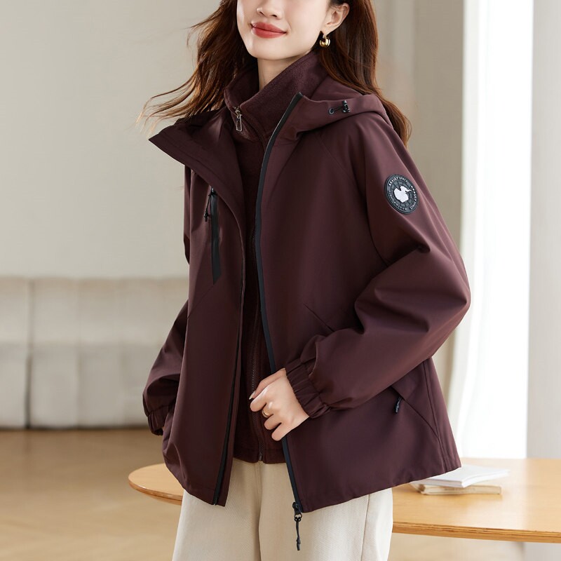 加绒棉衣棉服女2026冬季新款时尚宽松可拆卸颗粒绒内胆保暖两件套