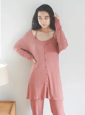 日本gelato pique舒适莫代尔二件套纯色睡衣吊带背心+长裤现货