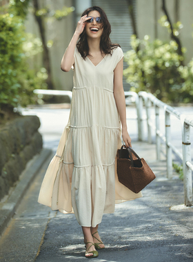 现货日代特价FRAY I.D时尚V领抽绳收腰无袖连衣裙 FWFO203025