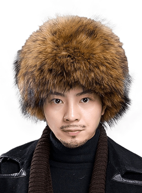 男狐狸毛帽俄罗斯风雪帽草帽子