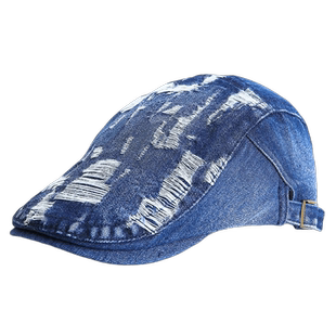 前进帽子男士中老年复古水洗牛仔贝雷帽薄款透气户外遮阳鸭舌帽女