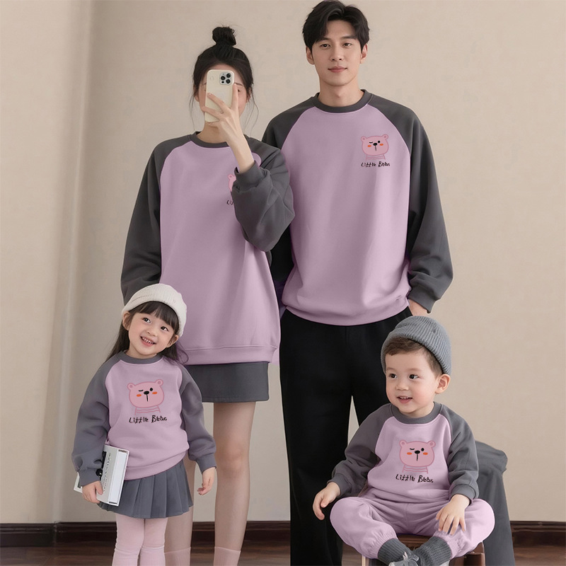 亲子装一家三口四口秋冬款婴儿衣服不一样母女母子装初秋卫衣