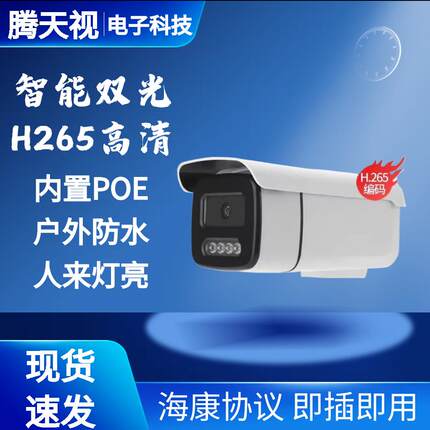 400万双光日夜全彩夜视POE网络摄像机 5MP音频室外高清监控HK协议