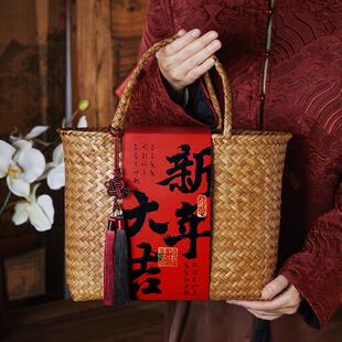 2026马年新年高档手提篮礼盒包装盒曲奇饼干牛轧太妃糖果礼品盒空