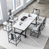 新中式 茶桌椅组合简约功夫泡茶办公室喝茶轻奢大理石茶台小茶几