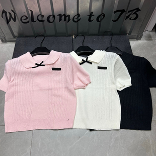 Trendy Bazaar 春夏甜美可爱娃娃领蝴蝶结短袖针织女百搭显瘦上衣