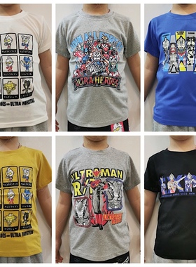 日单奥特曼人T恤 外贸男童夏季卡通超人迪迦欧布赛罗泽塔短袖上衣