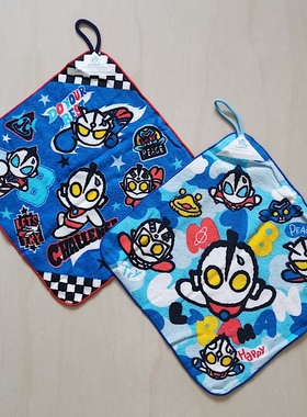 日单奥特曼儿童毛巾 幼儿园挂巾手帕 卡通咸蛋超人方巾洗脸巾