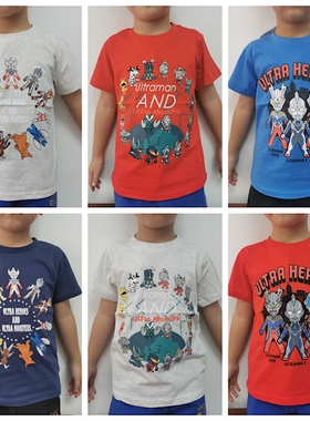 日单奥特曼人T恤 外贸男童夏季动漫超人迪迦欧布赛罗泽塔短袖上衣