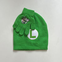 Export original order children's hats, cartoon Mario winter warm knitted hats and gloves for boys thumbnail 2