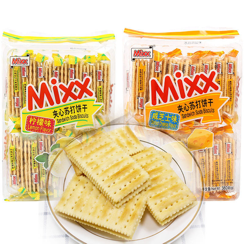 Mixx柠檬咸芝士苏打饼干380g独立包咸味梳打早餐下午茶代餐零食