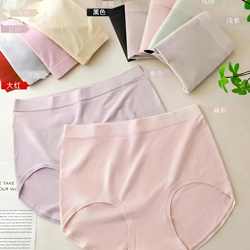 夏婷女士内裤彩纱棉大码中腰舒适高弹纯色柔软短裤中年妈咪裤透气