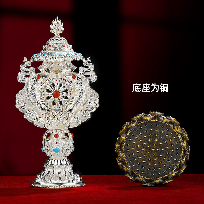 八宝集S925纯银八吉祥摆件收藏级组合吉祥八宝总集吉祥八供具18cm