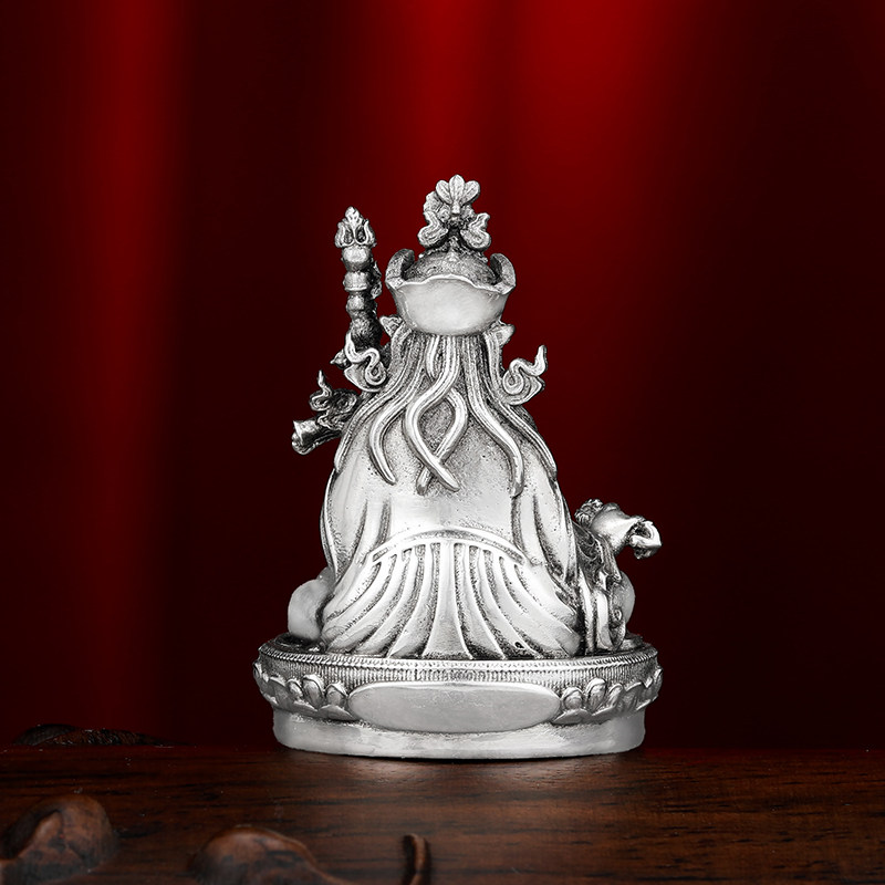 S999纯银莲花生大士做旧复古小佛像莲花大师佛像随身小佛像3.4cm