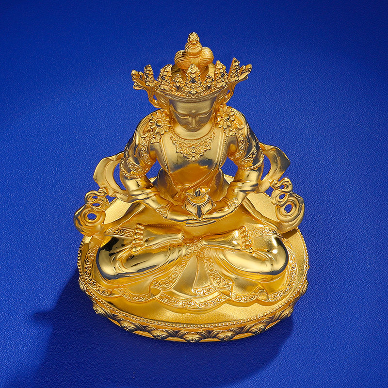 S999纯银镀金佛像居家佛台摆件无量寿智如来佛像长寿佛摆件10.5cm