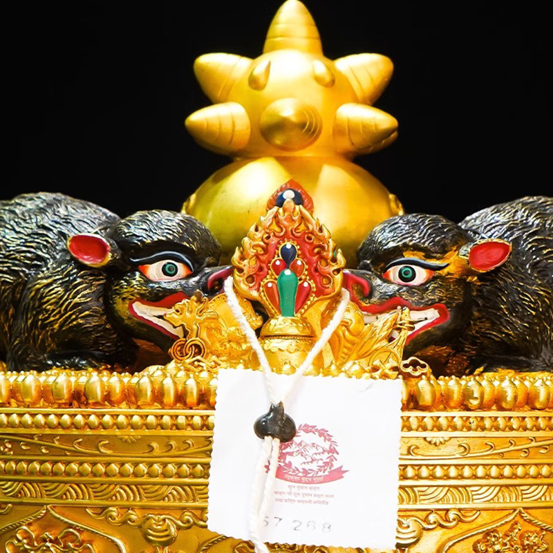 铜鎏金六寸鼬鼠吐宝宝瓶百宝座果盘浮雕八吉祥家用供奉供品摆件