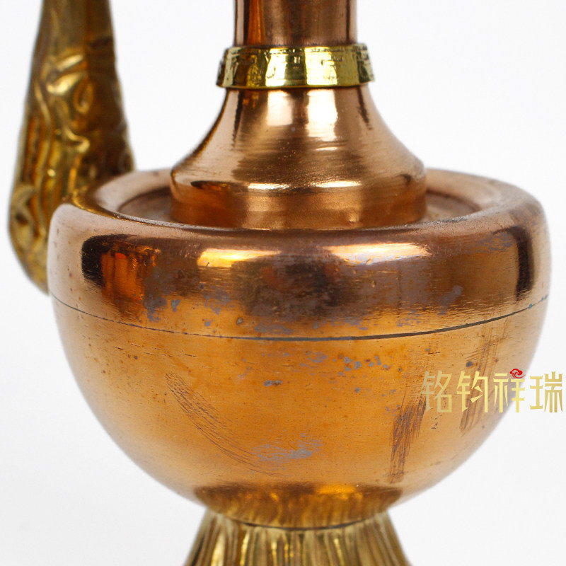 净水瓶藏式贲巴壶铜文巴瓶事业宝瓶供品民族风尼泊尔文巴壶羽毛