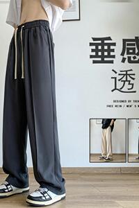 K881FP42新款垂感冰丝裤子薄款纯色西裤宽松休闲速干休闲裤图片