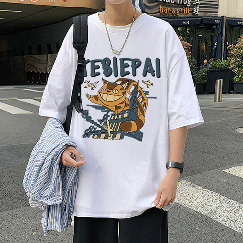 XZ304A-1-ST378CP25潮港风加菲猫短袖t恤男印花夏季宽松卡通小,男装T恤,星座304A