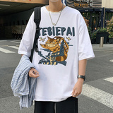 XZ304A-1-ST378CP25潮港风加菲猫短袖t恤男印花夏季宽松卡通小，男装T恤，星座304A