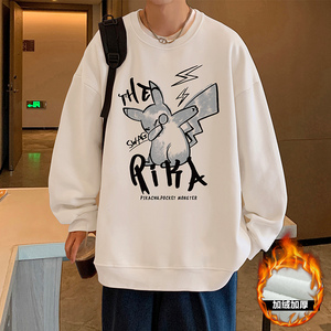 W376加绒CP45新品重磅圆领套头打底衫卡通动漫加绒卫衣男图片