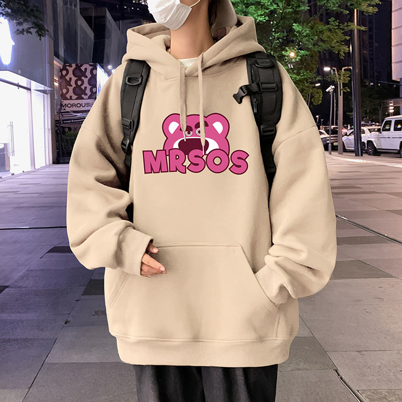 M030FP60含棉量100%新品连帽卫衣草莓熊外套宽松休闲运动帽衫,男装卫衣,星座304A