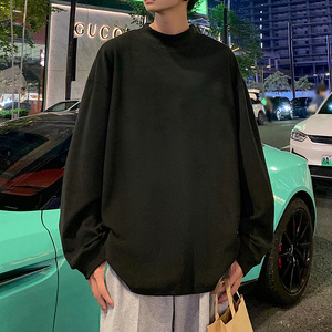 D002FP35新品半高领长袖针织衫男内搭打底衫秋衣重磅德绒卫衣图片